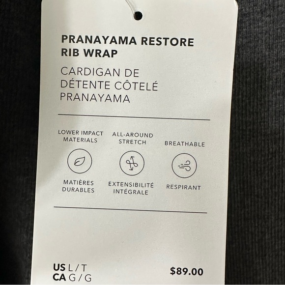 Athleta Pranayama Restore Rib Wrap Cardigan Sweater, Charcoal Gray, Size Large - Picture 12 of 15